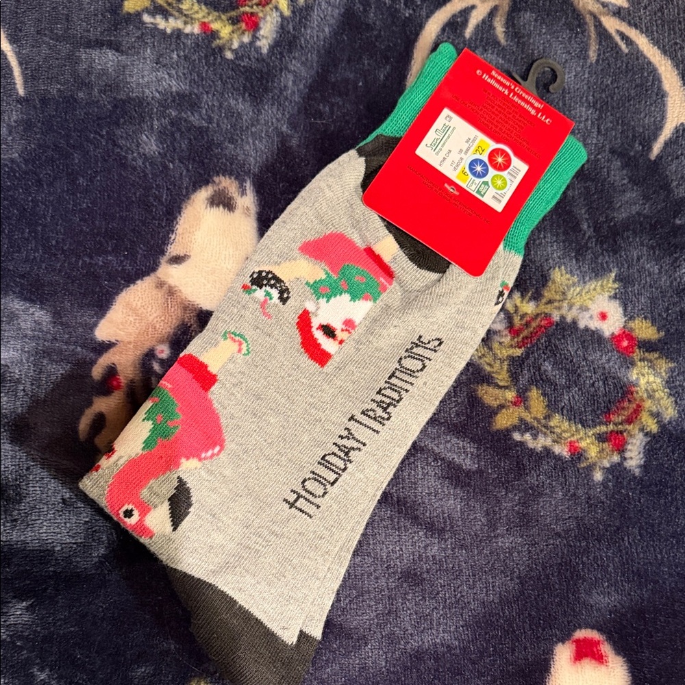 Festive Santa Flamingo Floatie Socks - Picture 2 of 5